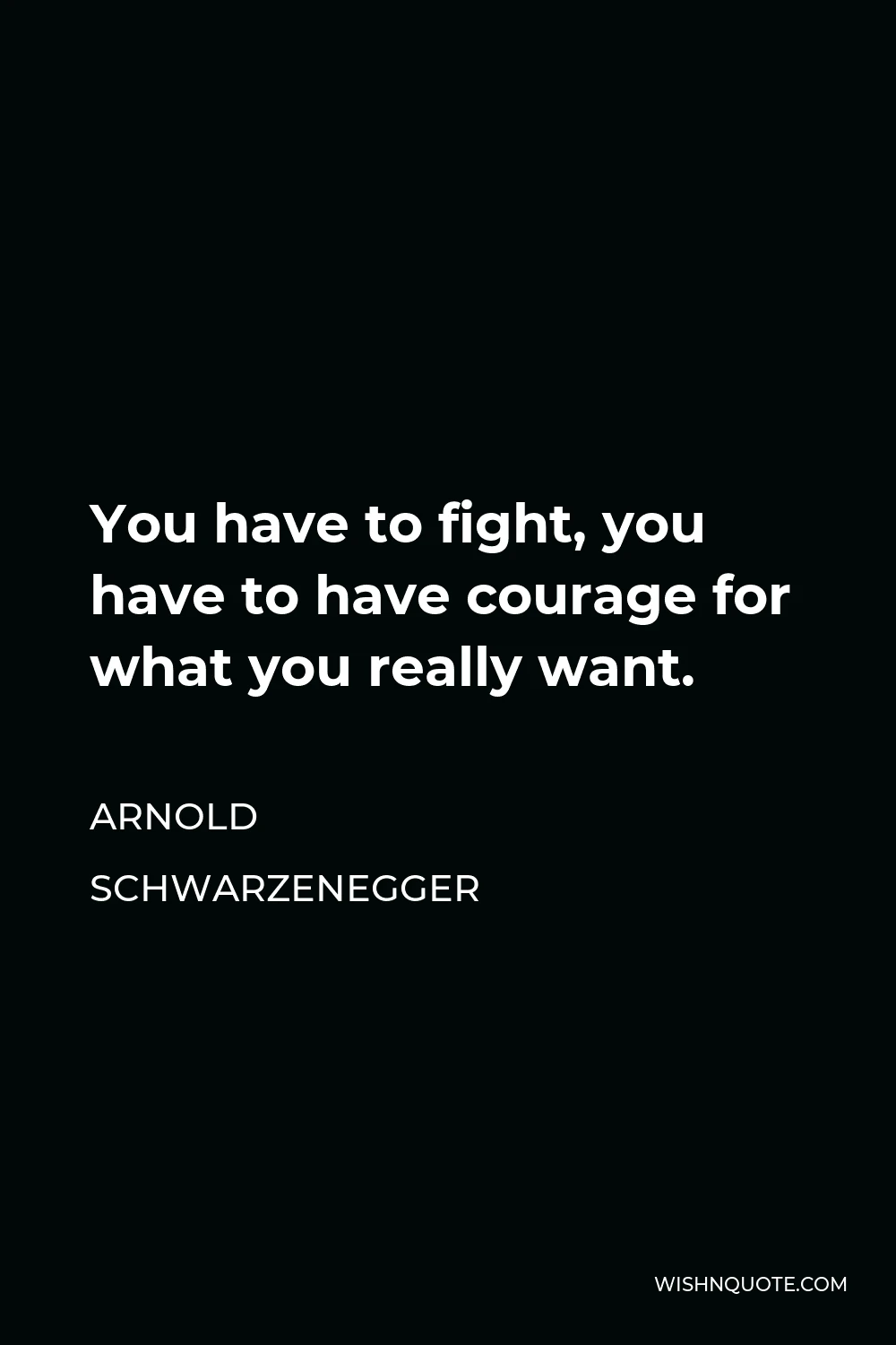 Arnold Schwarzenegger Quote - You have to fight, you have to have courage for what you really want.